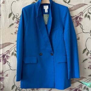 Royal Blue Preppy Blazer Dressy Jacket Lined Label S but can be M Boxy style